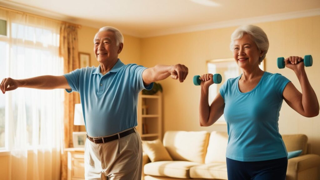 seniors exercise at home