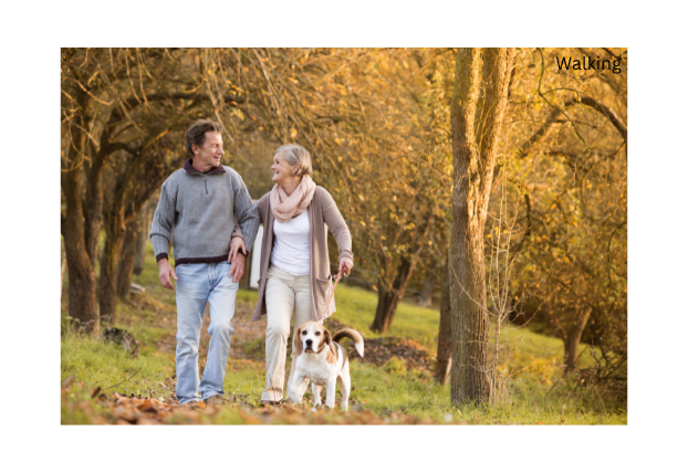 senior couple walking
