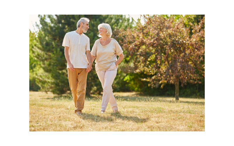 Senior walking for exercise