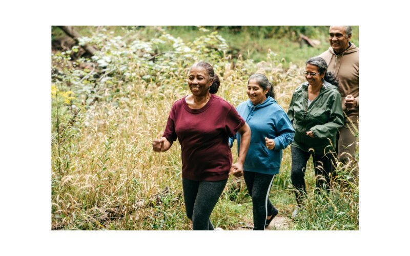 Senior walking for exercise